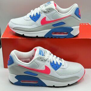 Nike Air Max 90 III Womens Gym Shoes White Red Blue Coral DA8856-100 NEW Size 10